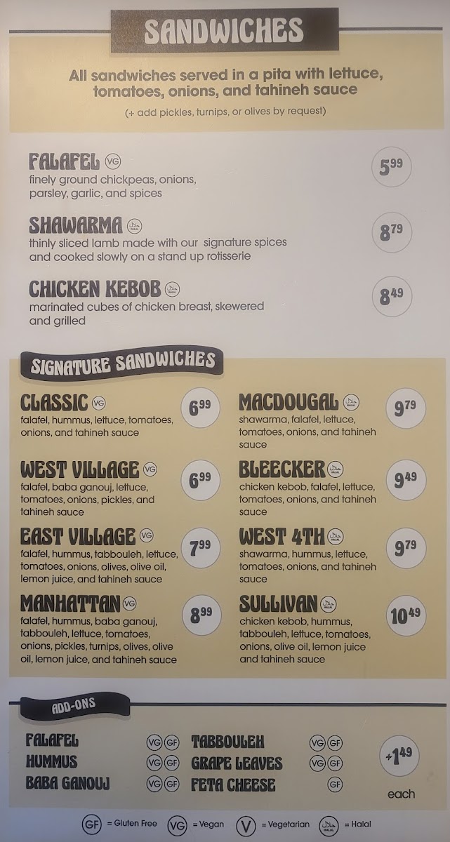 Mamoun's Falafel Photo Menu 6