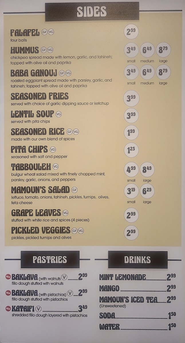 Mamoun's Falafel Photo Menu 7