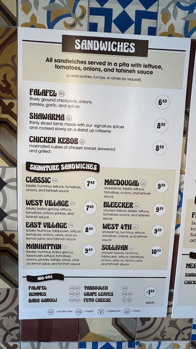 Mamoun's Falafel Photo Menu 9