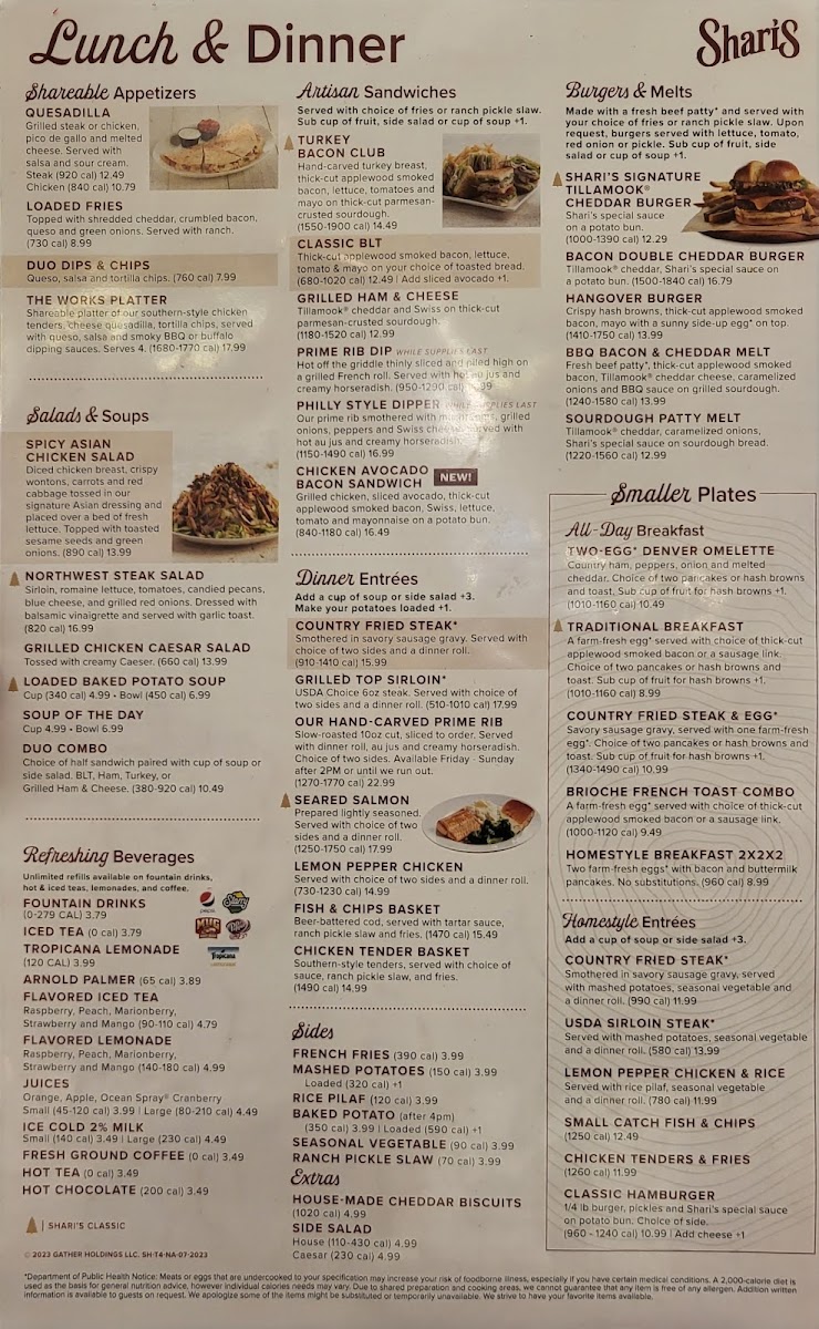 Shari's Cafe and Pies Photo Menu 2
