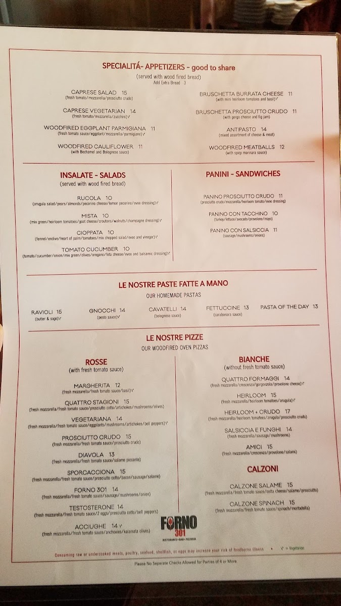Forno 301 Photo Menu 3