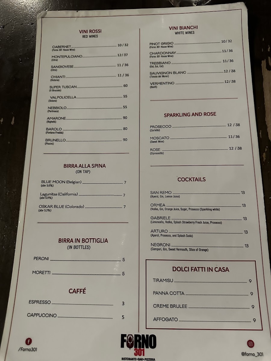 Forno 301 Photo Menu 6