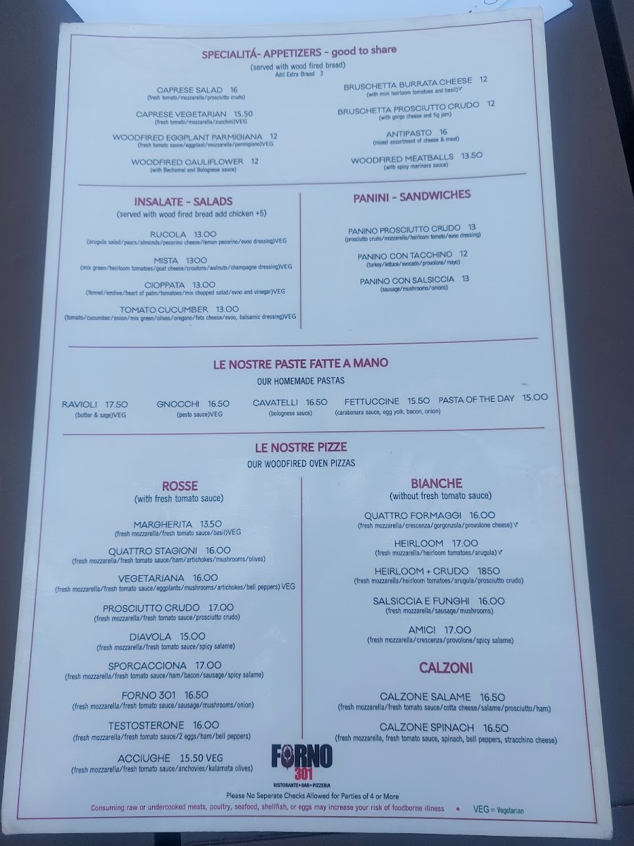 Forno 301 Photo Menu 8