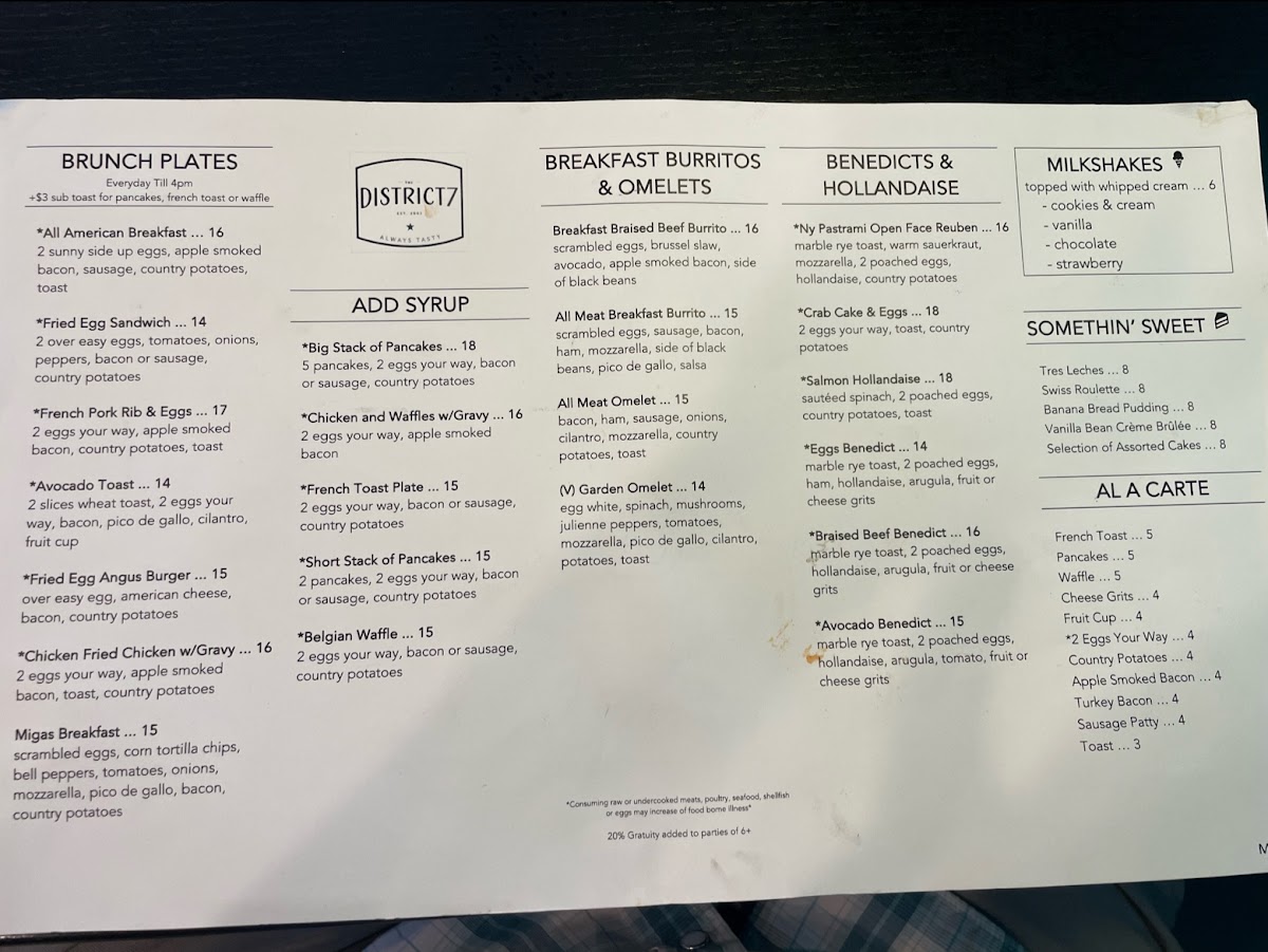District 7 Grill Photo Menu 7