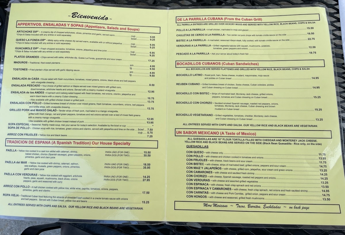 La Fonda Latina Photo Menu 1