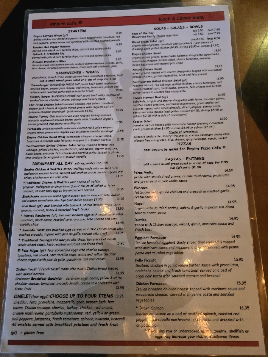 Empire Café Photo Menu 1