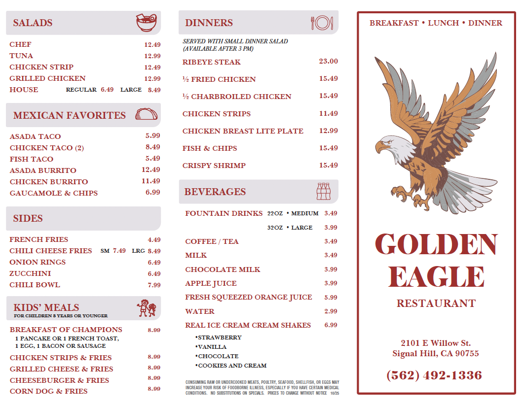 Golden Eagle Restaurant Photo Menu 2