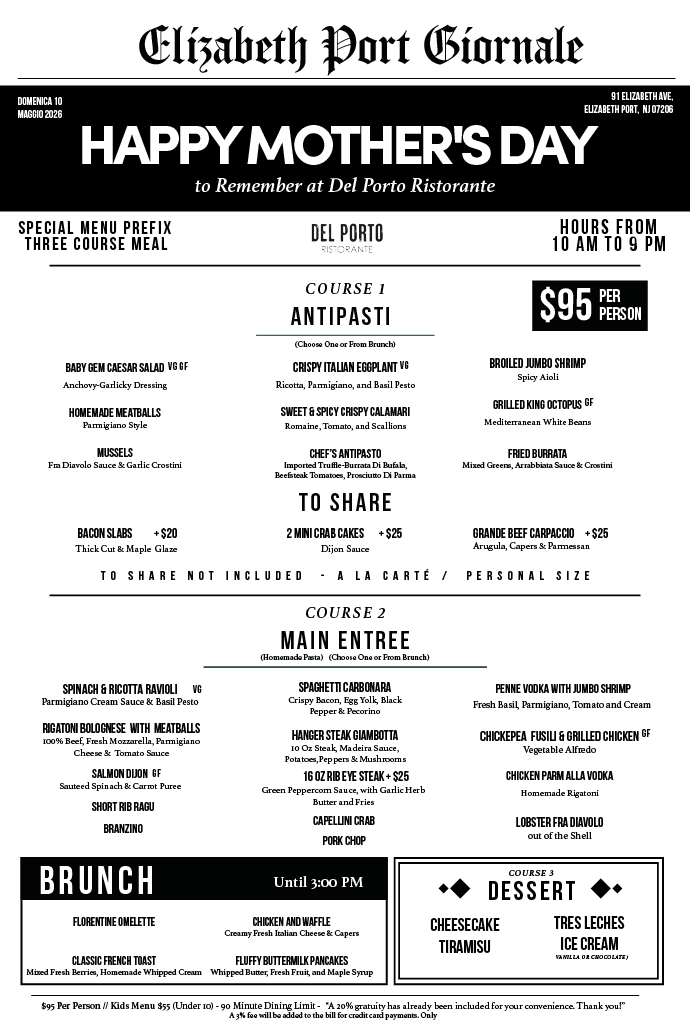 DEL PORTO ITALIAN RESTAURANT Photo Menu 1
