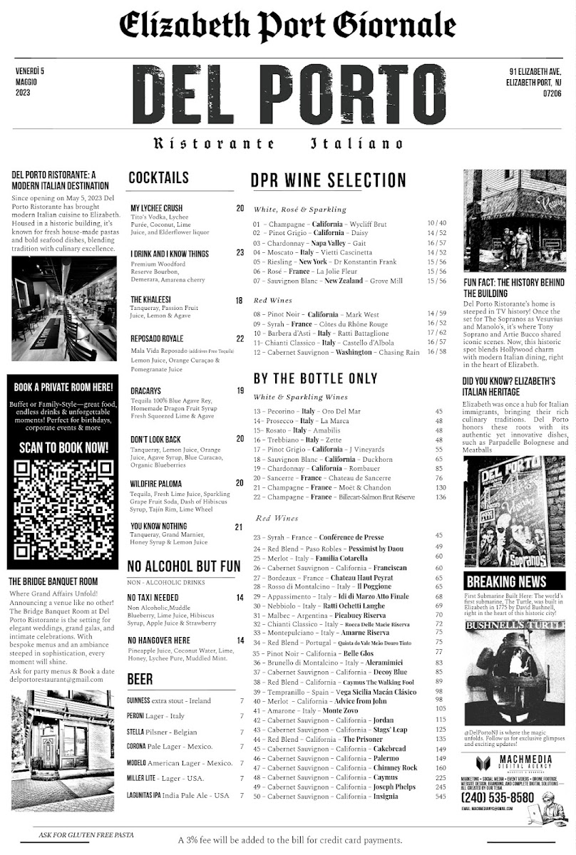 DEL PORTO ITALIAN RESTAURANT Photo Menu 3