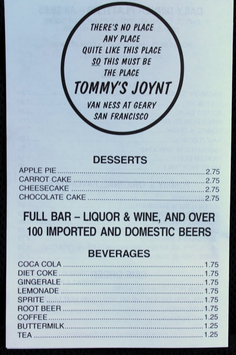 Tommy's Joynt Photo Menu 8