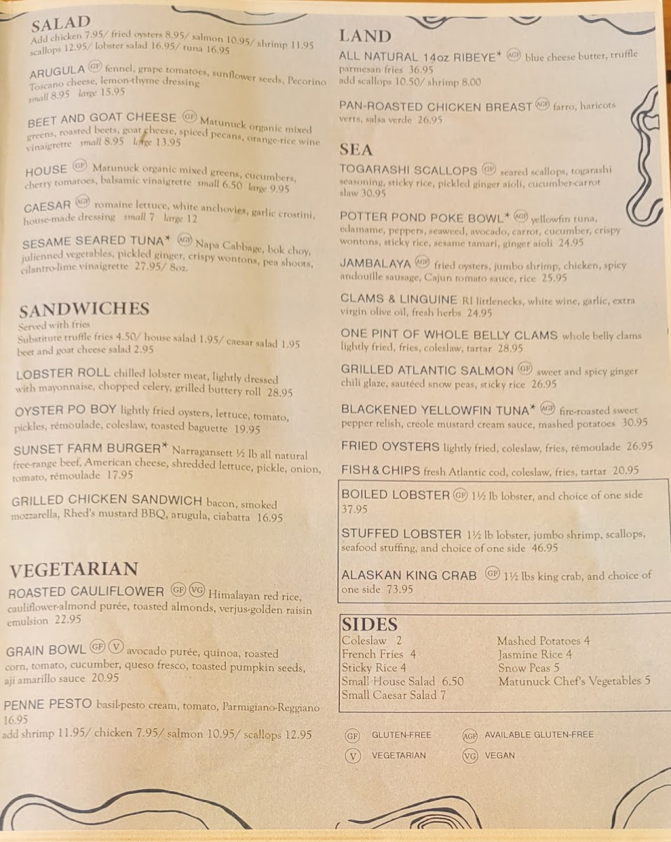 Matunuck Oyster Bar Photo Menu 1