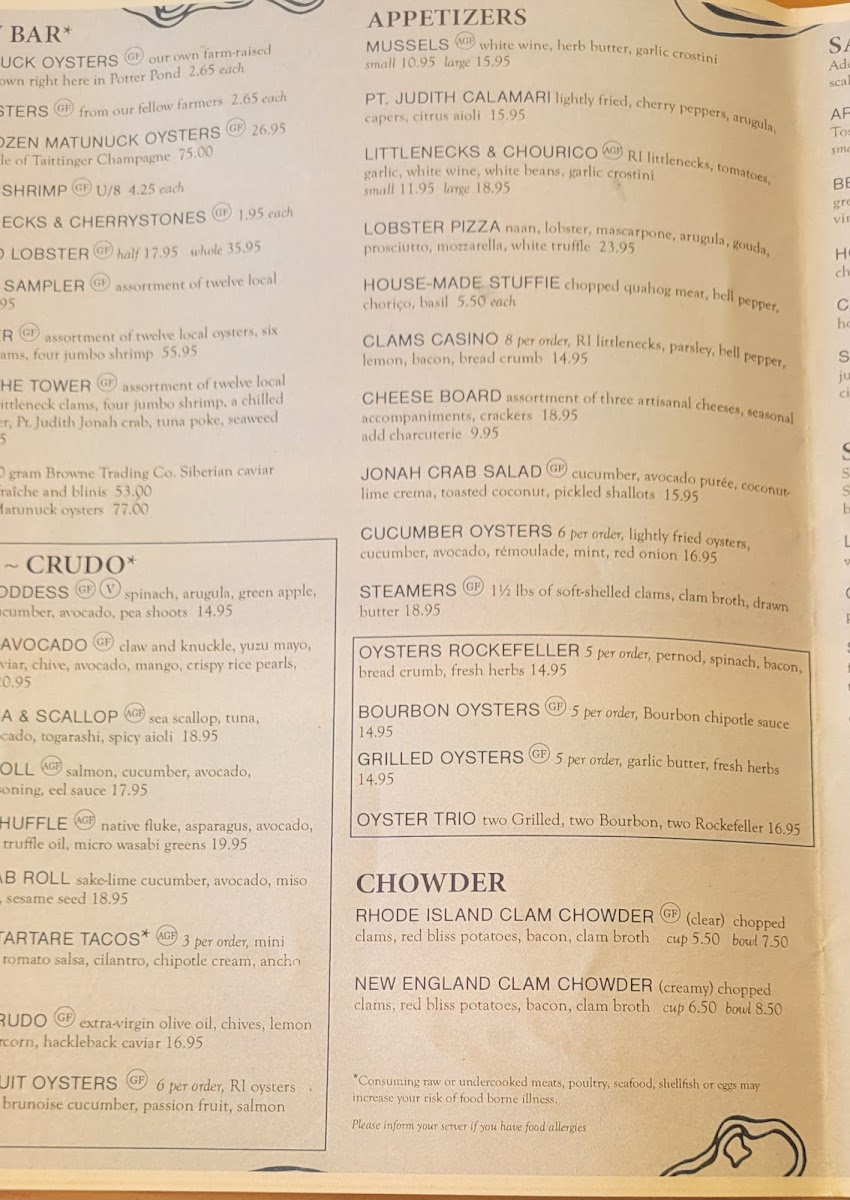 Matunuck Oyster Bar Photo Menu 5