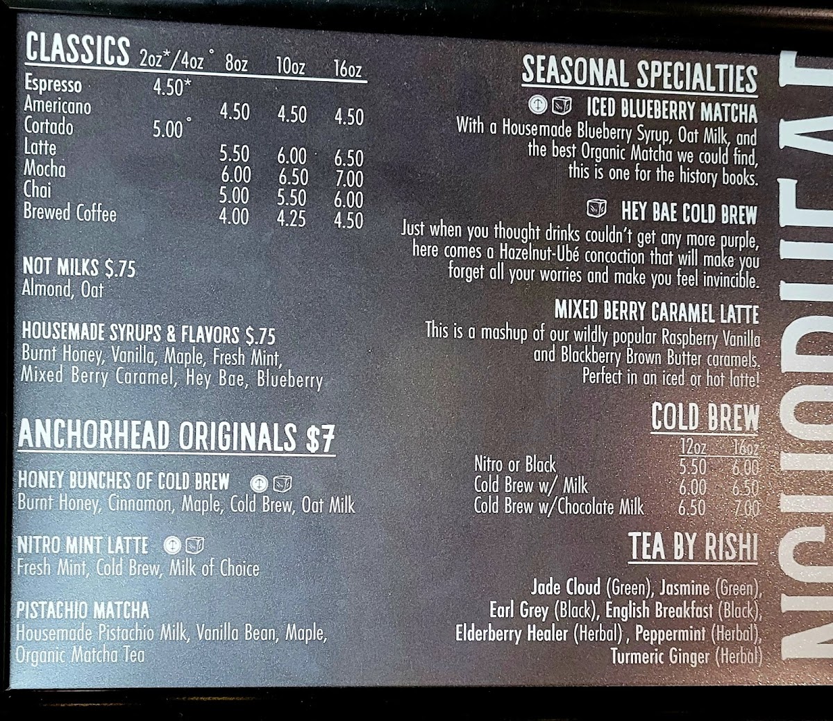 Anchorhead Coffee Photo Menu 2