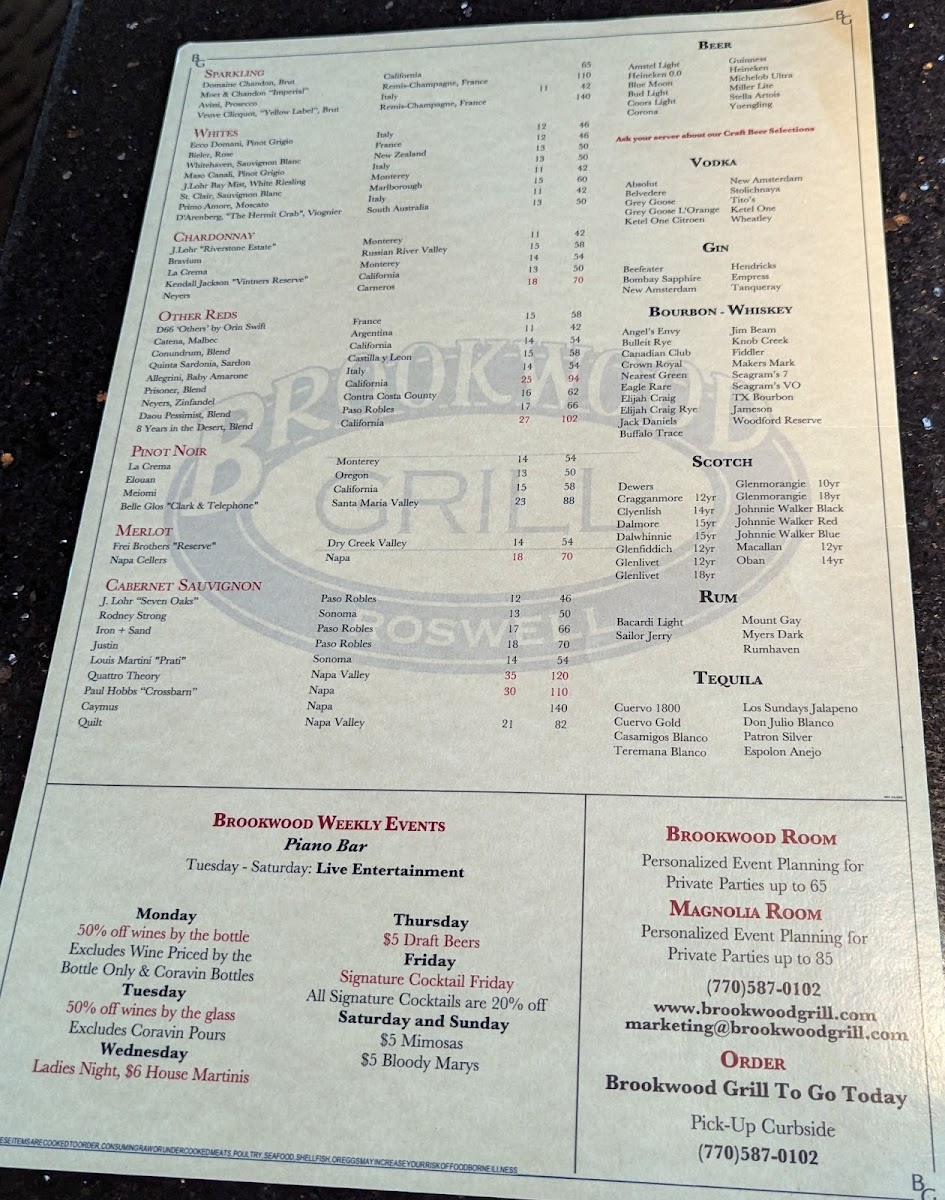 Brookwood Grill Photo Menu 3