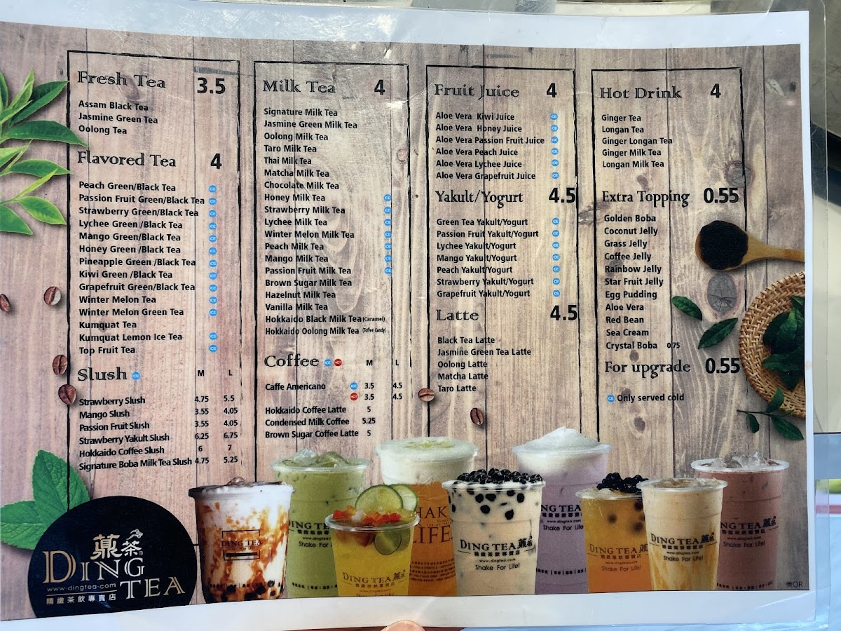 Ding Tea Taylorsville Photo Menu 1