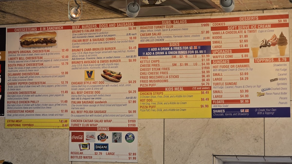Bruno's Cheesesteaks Photo Menu 1