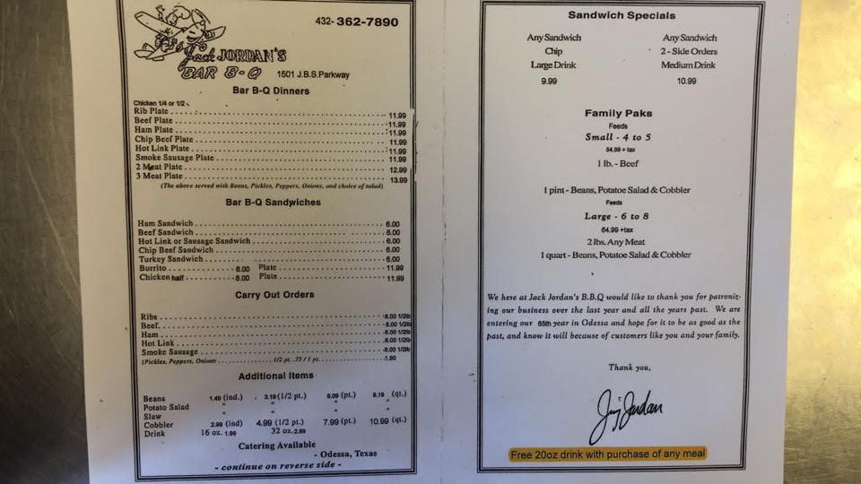 Jack Jordan's Bar-B-Que Photo Menu 3