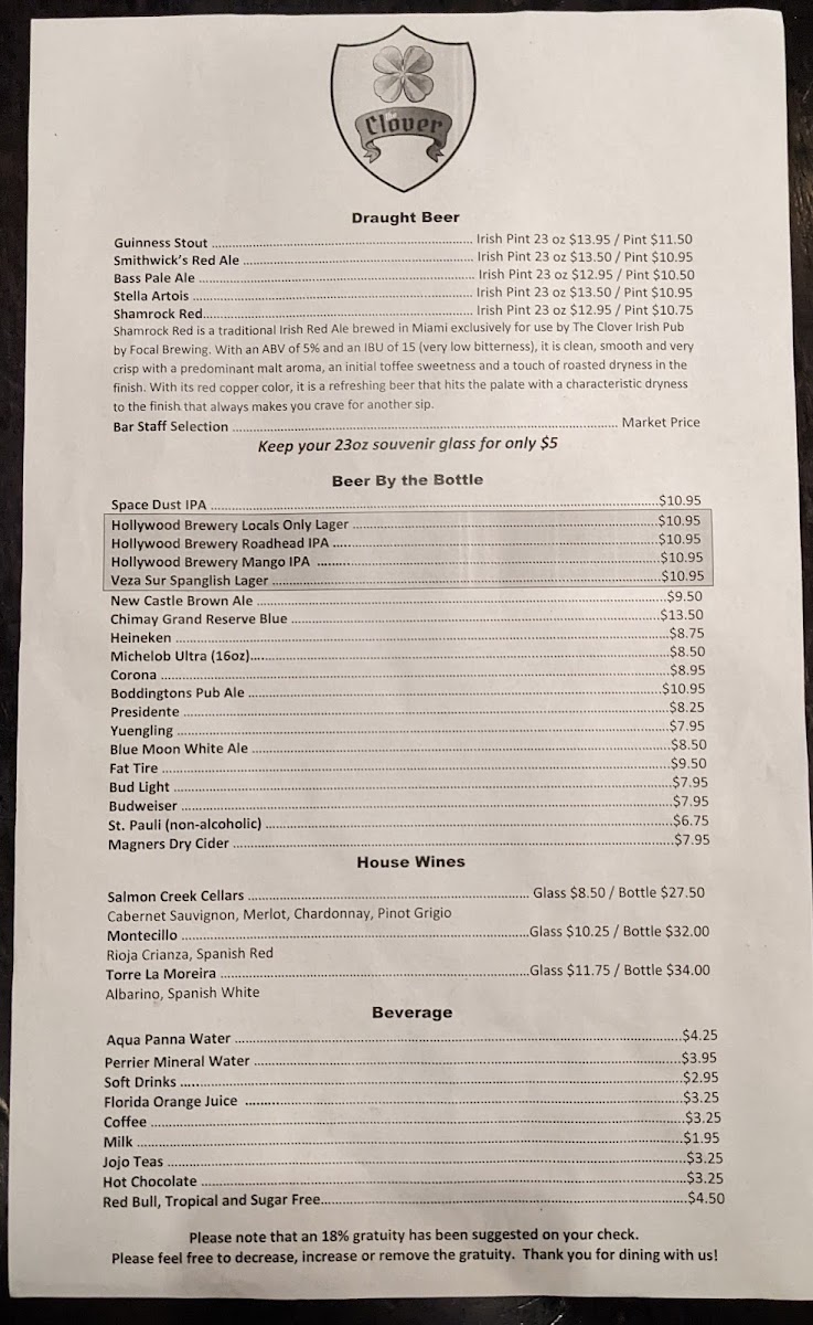 The Clover Irish Pub Photo Menu 3