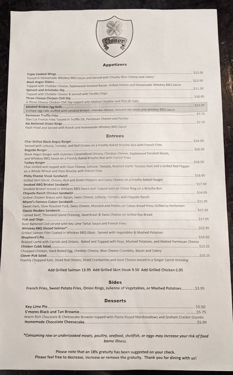 The Clover Irish Pub Photo Menu 4