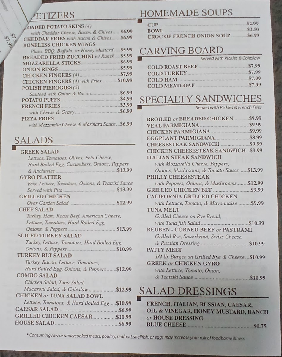 Mt Bethel Diner Photo Menu 2