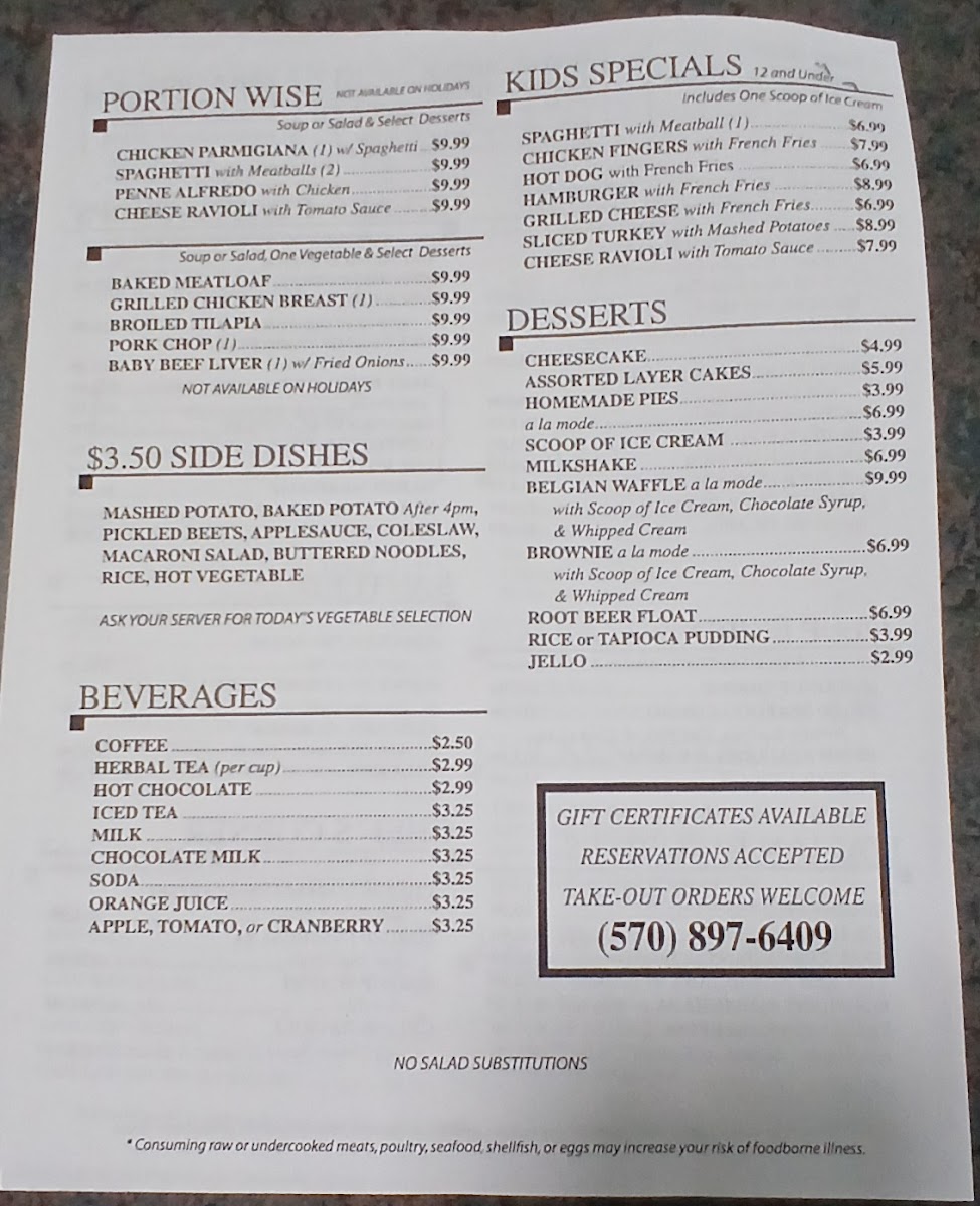 Mt Bethel Diner Photo Menu 3