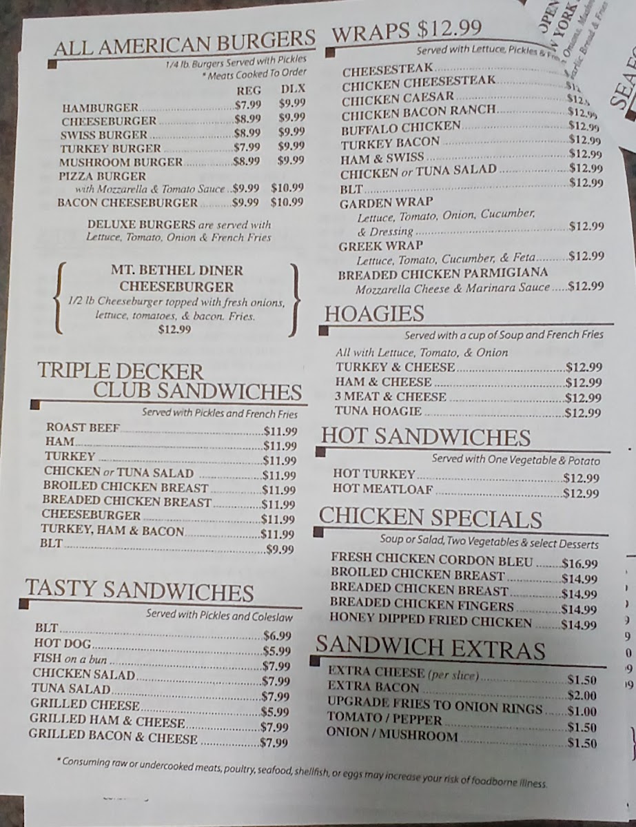 Mt Bethel Diner Photo Menu 5