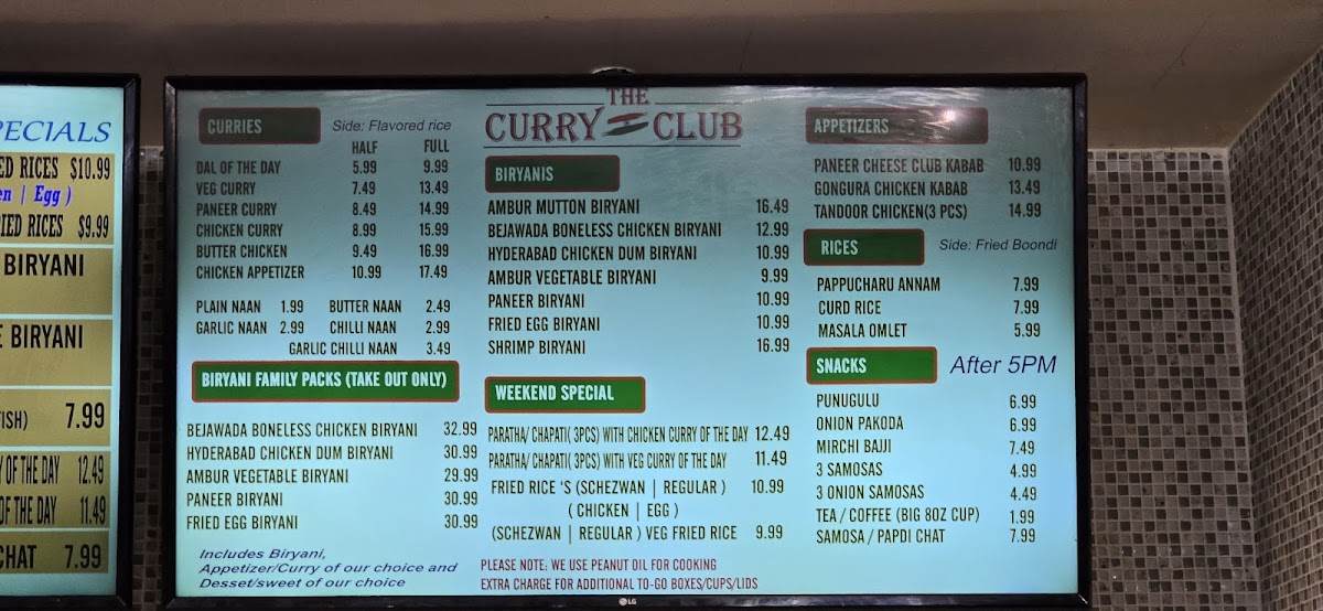 The Curry Club Photo Menu 5