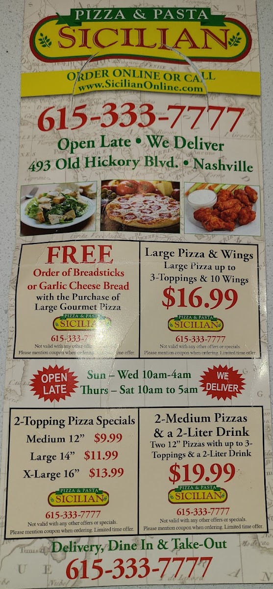 Sicilian Pizza Photo Menu 2