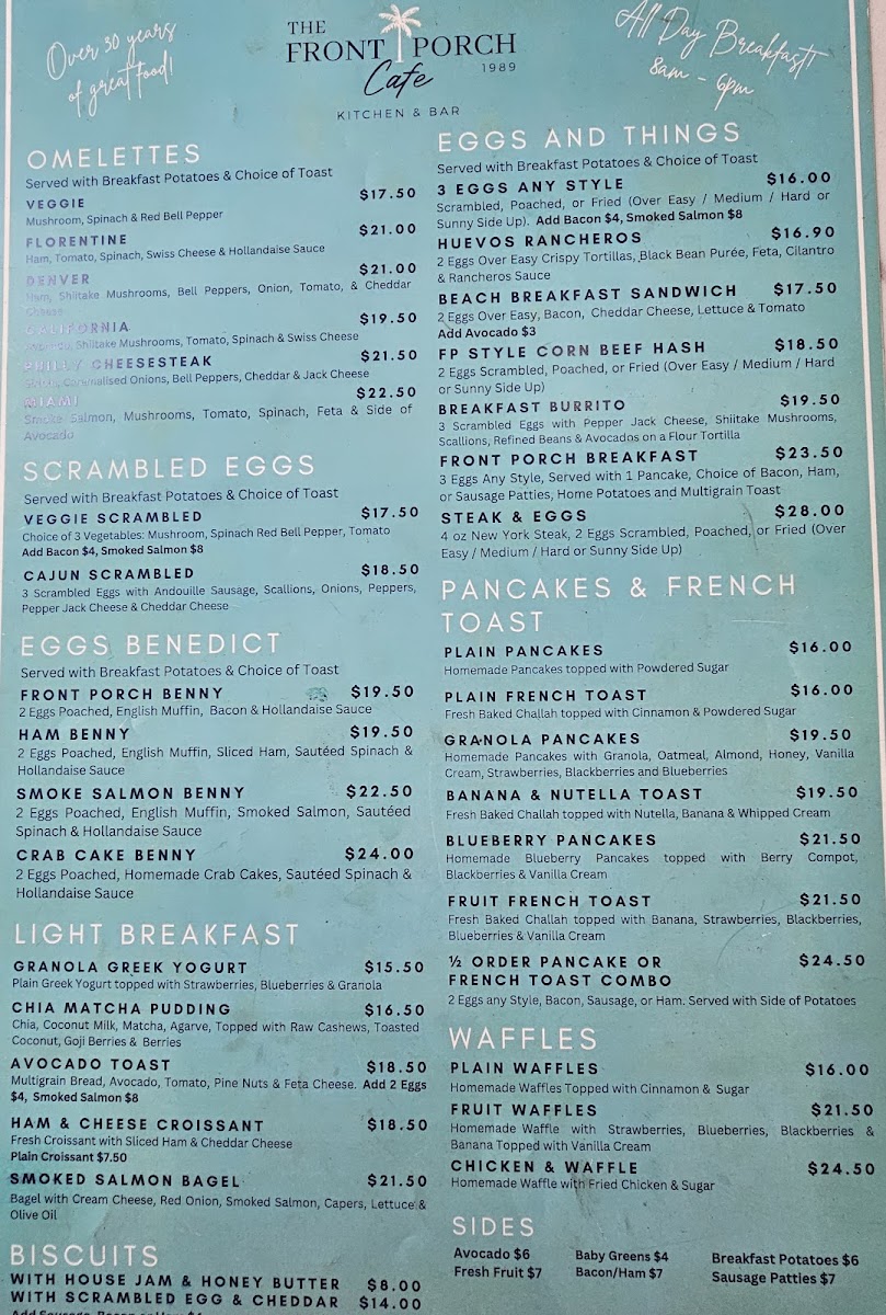 Front Porch Cafe Photo Menu 1