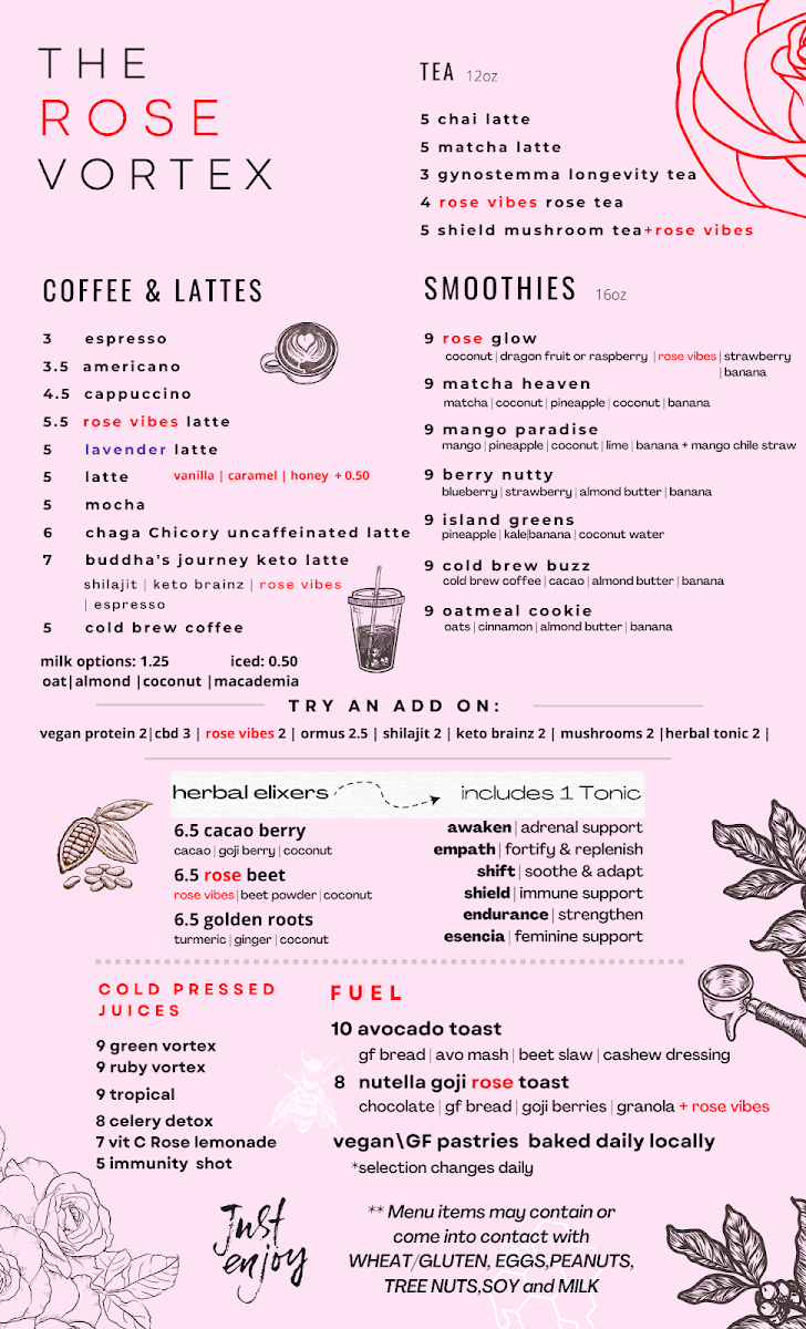 Rose Vortex Cafe - Coffee / Smoothies / Juices Photo Menu 1