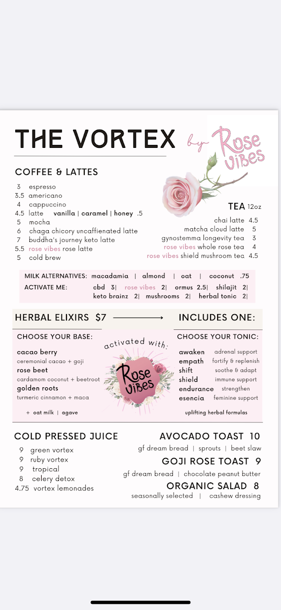 Rose Vortex Cafe - Coffee / Smoothies / Juices Photo Menu 8