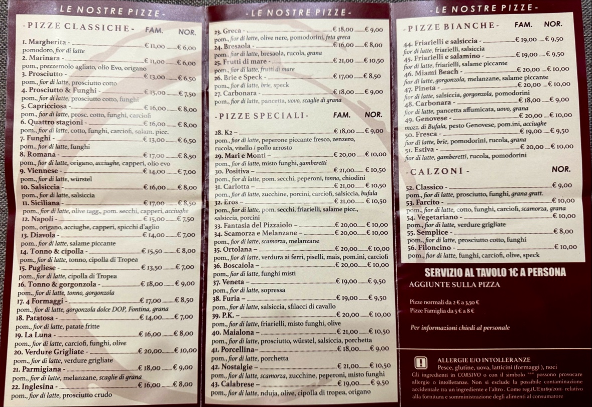 Pizzeria La Luna Pizzeria e Bar Photo Menu 6