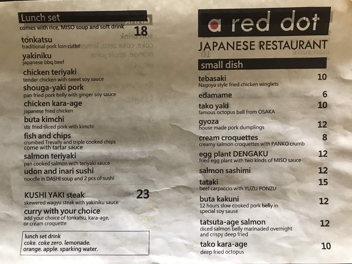 A red dot Japanese Restaurant Photo Menu 2
