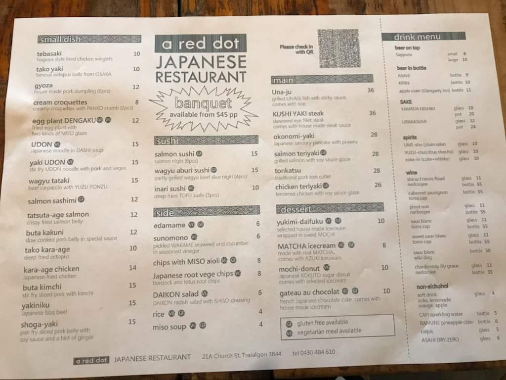 A red dot Japanese Restaurant Photo Menu 3