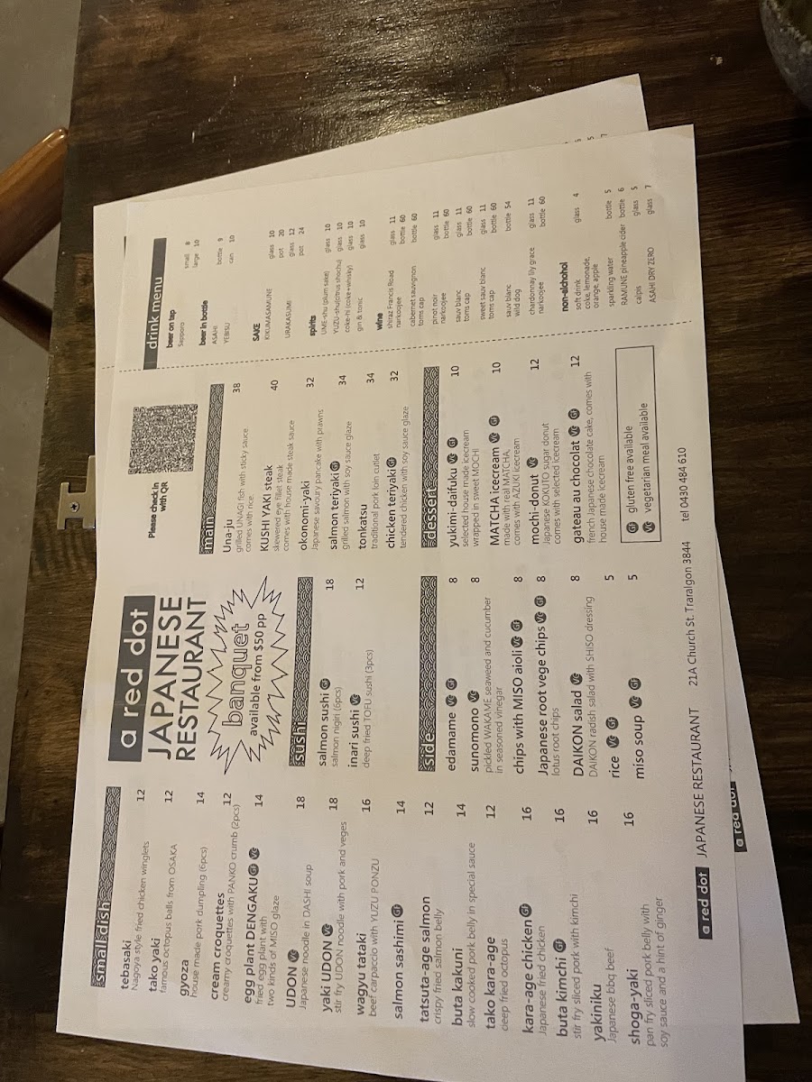A red dot Japanese Restaurant Photo Menu 5