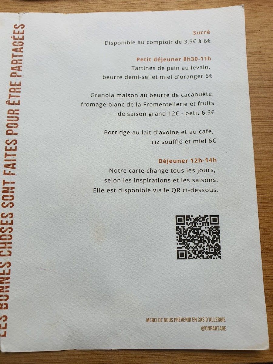 On Partage - Cantine Caféinée Photo Menu 8