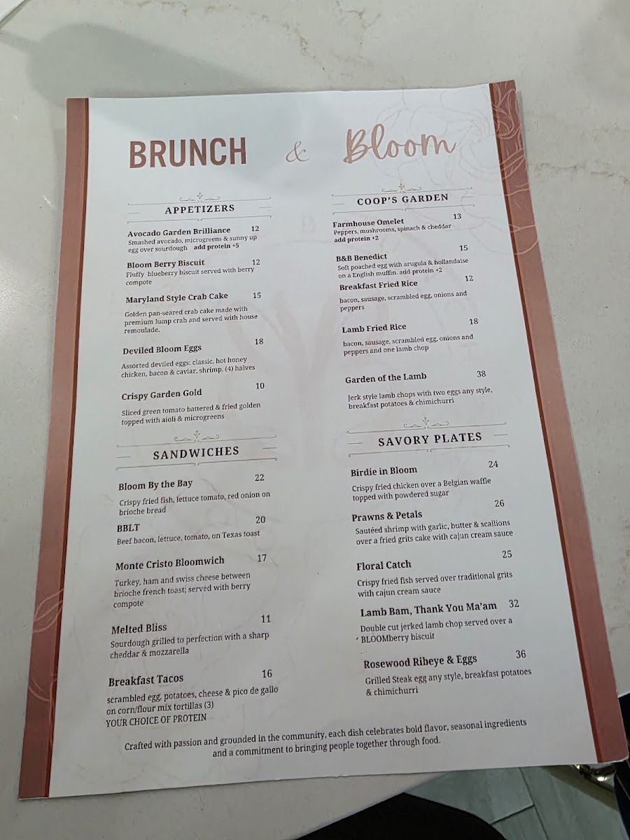 Brunch & Bloom Photo Menu 1