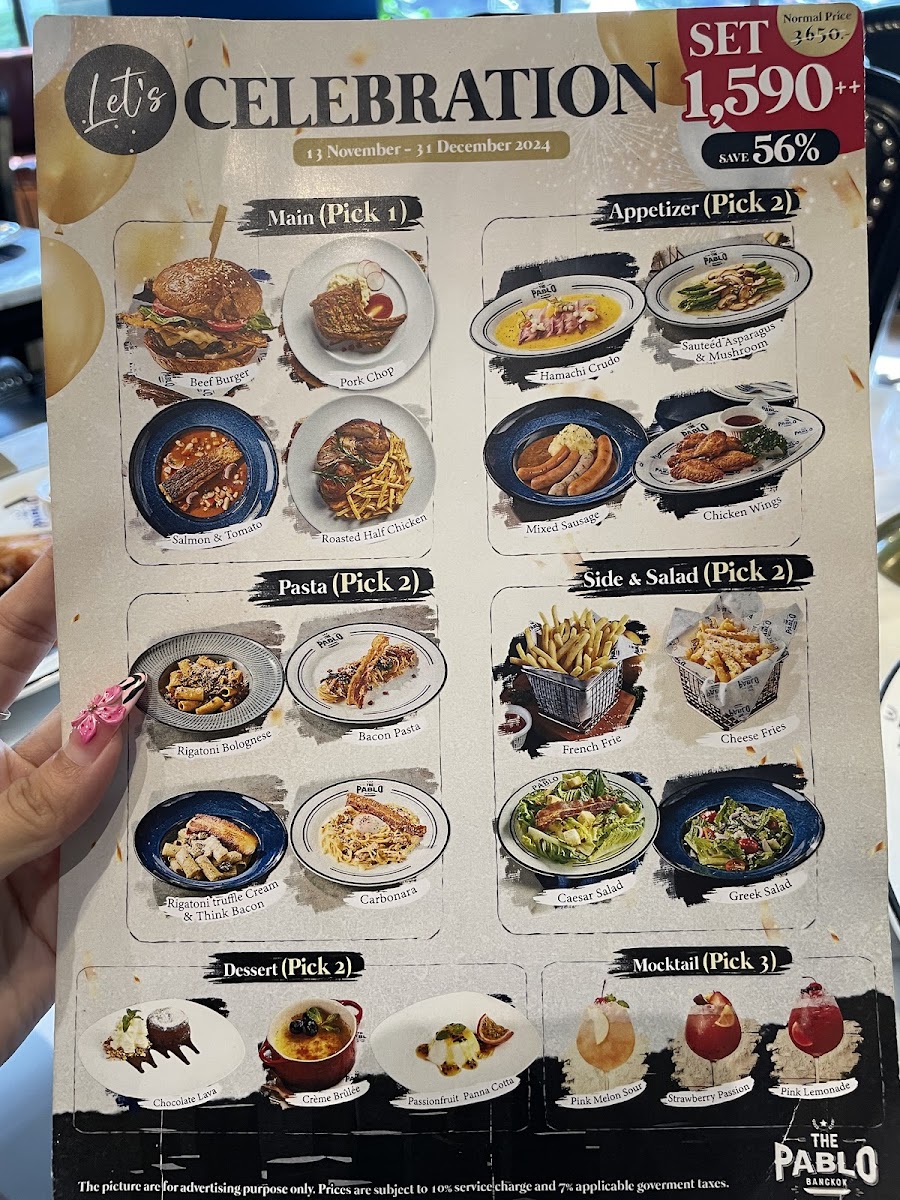 The Pablo Bangkok Photo Menu 1