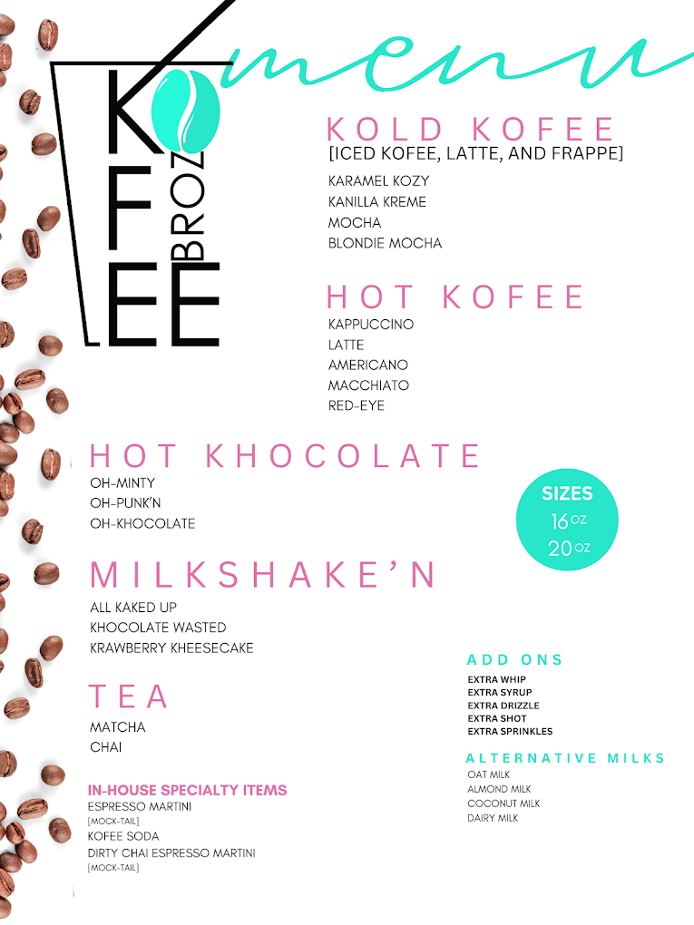 KOFEE BROZ LLC Photo Menu 1