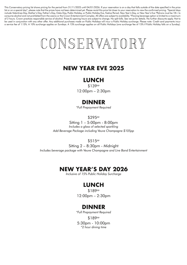 Conservatory Photo Menu 3