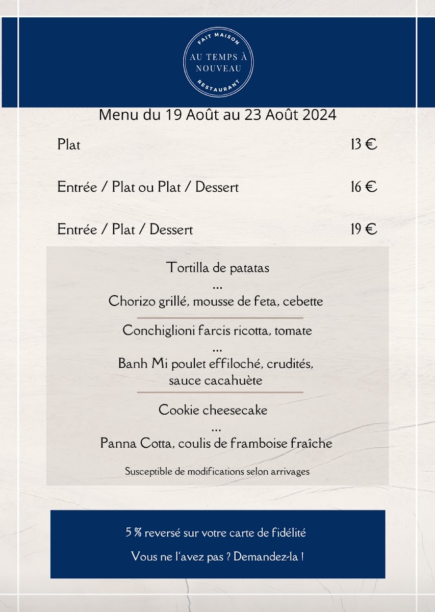 Au Temps à Nouveau - Le restaurant de l'Alter Egos Photo Menu 10