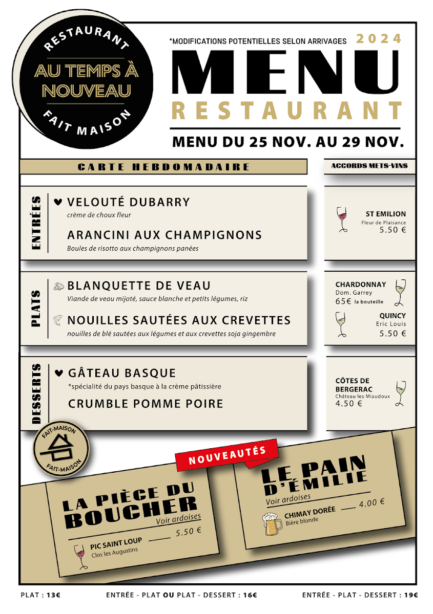 Au Temps à Nouveau - Le restaurant de l'Alter Egos Photo Menu 4