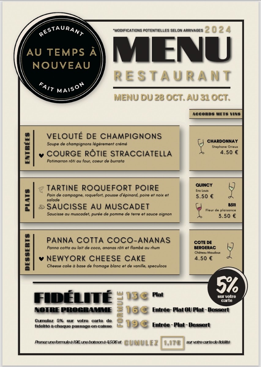 Au Temps à Nouveau - Le restaurant de l'Alter Egos Photo Menu 6