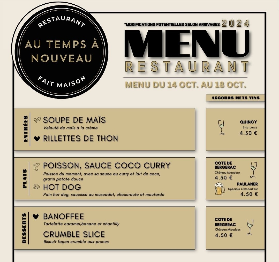 Au Temps à Nouveau - Le restaurant de l'Alter Egos Photo Menu 7