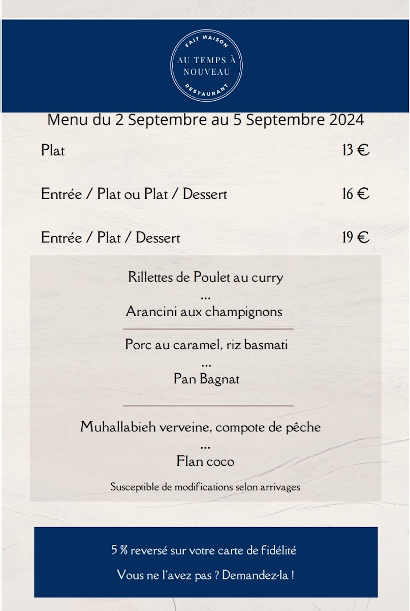Au Temps à Nouveau - Le restaurant de l'Alter Egos Photo Menu 9