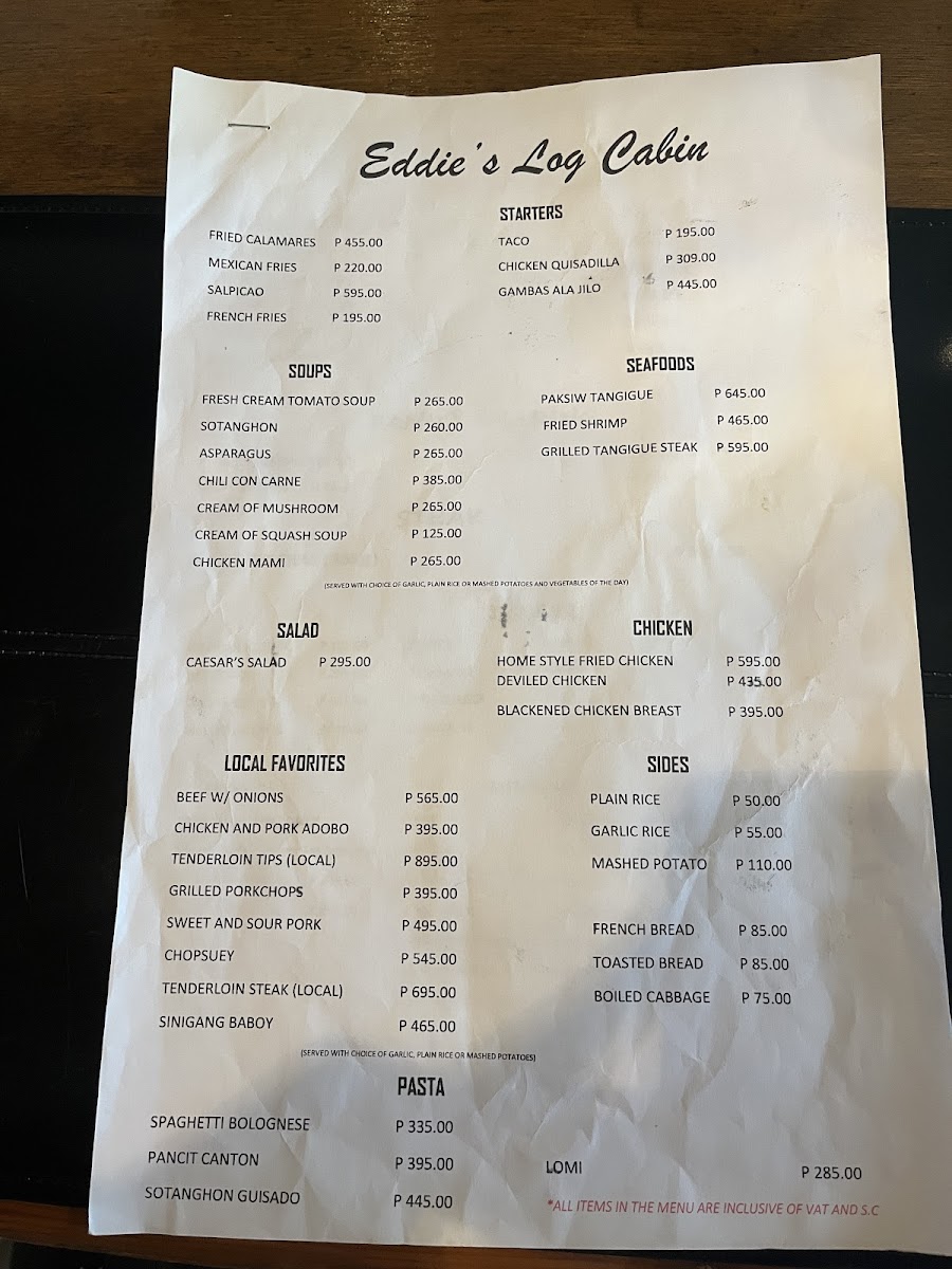 Eddie's Log Cabin Photo Menu 10