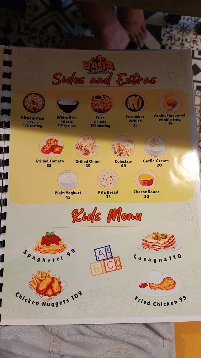 Baba Syriano Restaurant Photo Menu 10