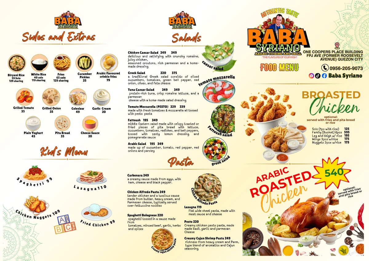 Baba Syriano Restaurant Photo Menu 2
