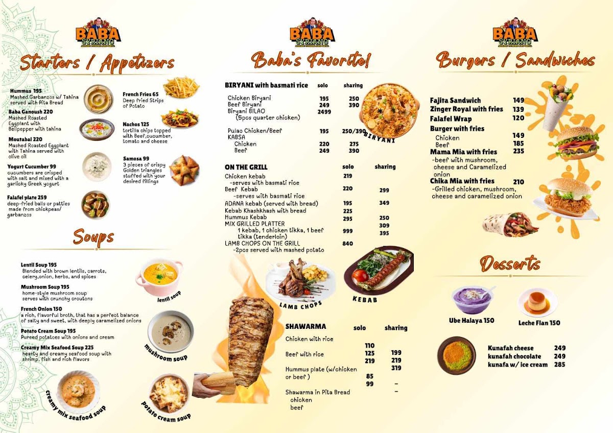 Baba Syriano Restaurant Photo Menu 4