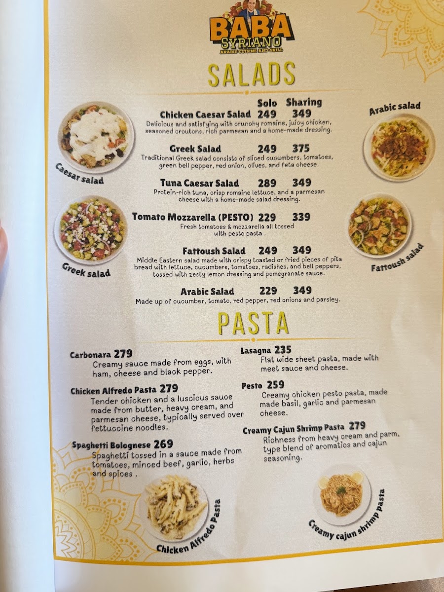 Baba Syriano Restaurant Photo Menu 5